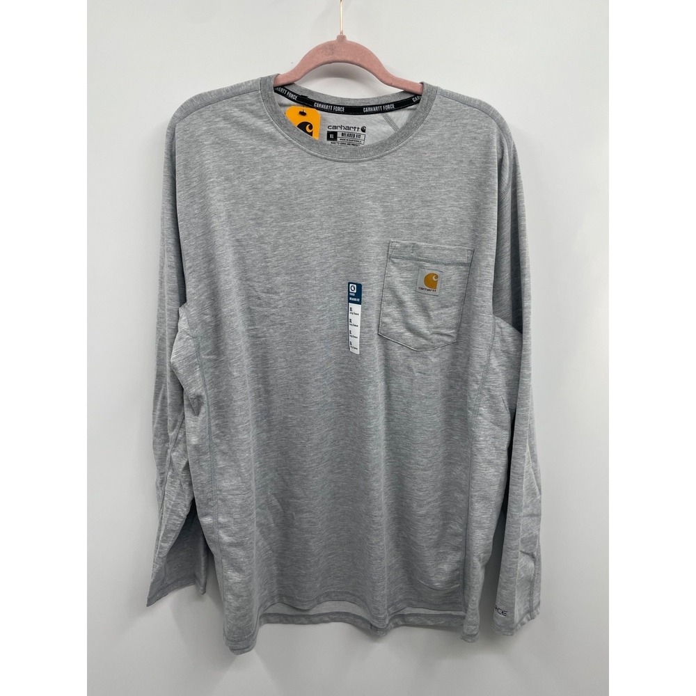 Carhartt Force T-Shirt Men XL Heather Gray Relaxed Fit Midweight Long Sleeve NWT